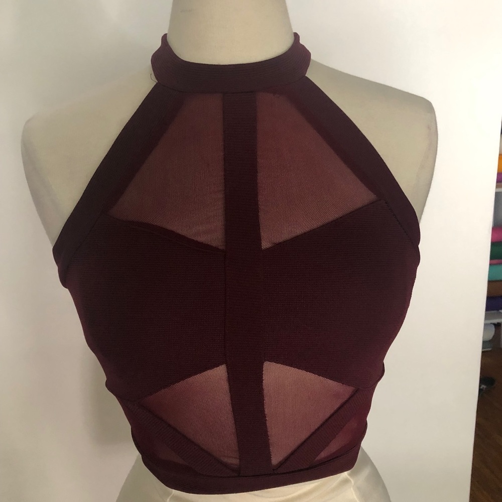 Halter Burgundy Mesh Halter